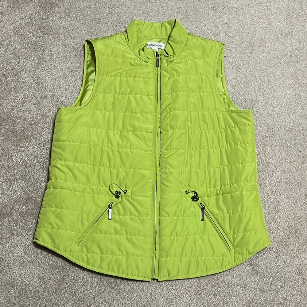 Coldwater Creek Lime Green Quilted Puffer Vest